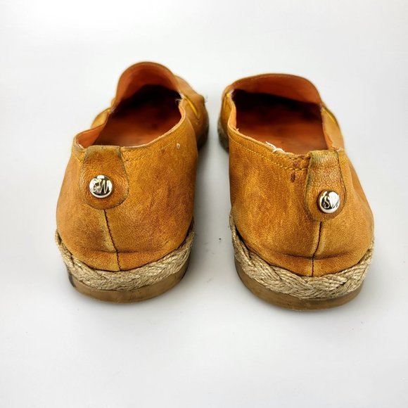STUART WEITZMAN Orange Espadrille Slip-on Flats 8 Beige Suede Leather Sneakers - Picture 10 of 14